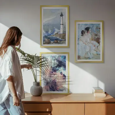 Juego de 3 cuadros diseño de bailarina abstracta del faro
