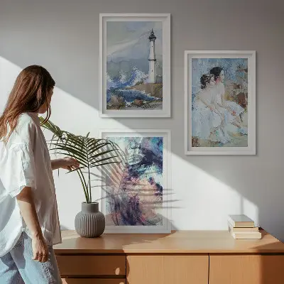 Juego de 3 cuadros diseño de bailarina abstracta del faro
