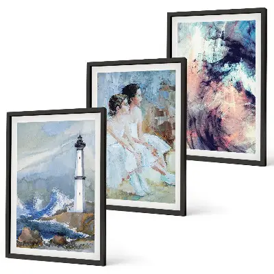 Juego de 3 cuadros diseño de bailarina abstracta del faro