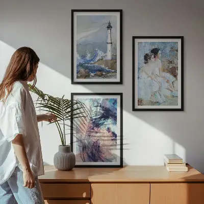 Juego de 3 cuadros diseño de bailarina abstracta del faro