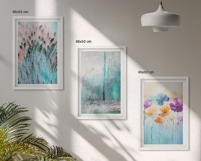 Juego de 3 cuadros Patrones de fondo de flores en tonos pastel