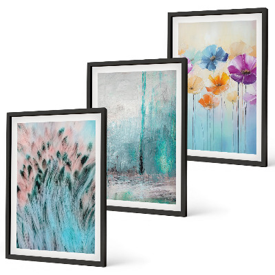 Juego de 3 cuadros Patrones de fondo de flores en tonos pastel