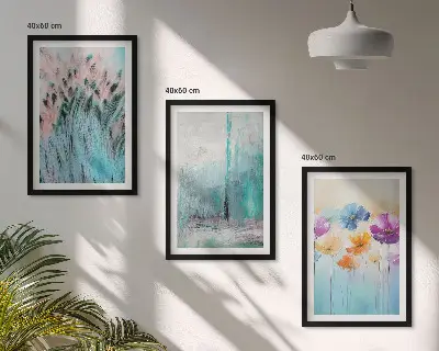 Juego de 3 cuadros con patrones de fondo de flores en tonos pastel