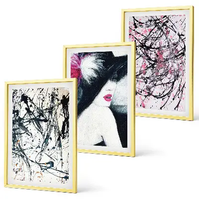 Set de 3 cuadros abstractos con patrón de sombrero decoración para salón