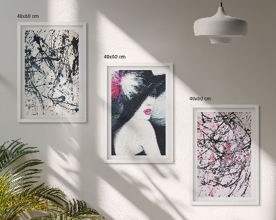 Set de 3 cuadros para salón Patrones de pintura abstractos sombrero