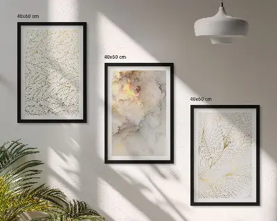 Juego de 3 cuadros con patrón de hojas de mármol abstracto