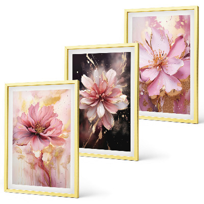 Set de 3 cuadros para salón Composiciones florales de rosas y blancas