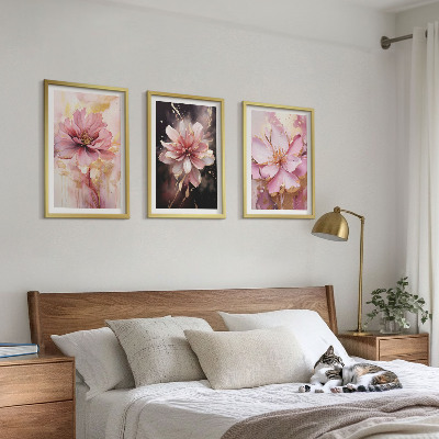 Set de 3 cuadros para salón Composiciones florales de rosas y blancas
