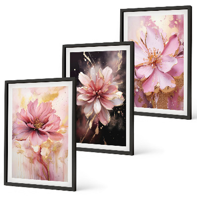 Set de 3 cuadros para salón Composiciones florales de rosas y blancas