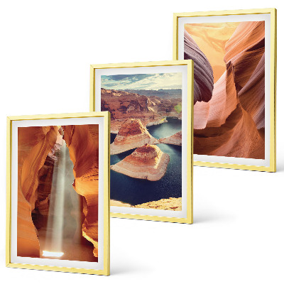 Set de 3 cuadros para salón Cascada en el desfiladero del cañón