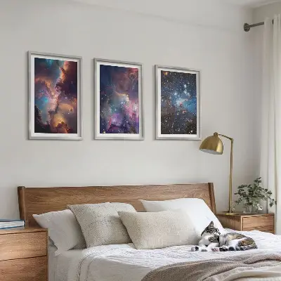 Set de 3 cuadros con diseño de paisajes estelares cósmicos