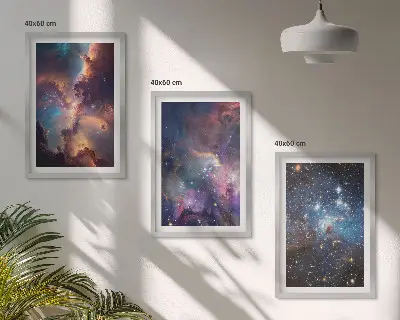 Set de 3 cuadros con diseño de paisajes estelares cósmicos