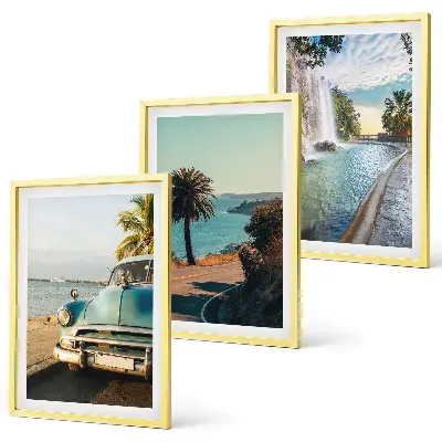 Set de 3 cuadros para salón con diseño de cascada de palmeras navideñas
