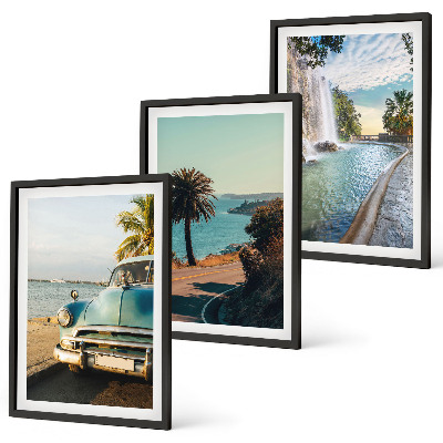 Set de 3 cuadros para salón Cascada de palmeras navideñas