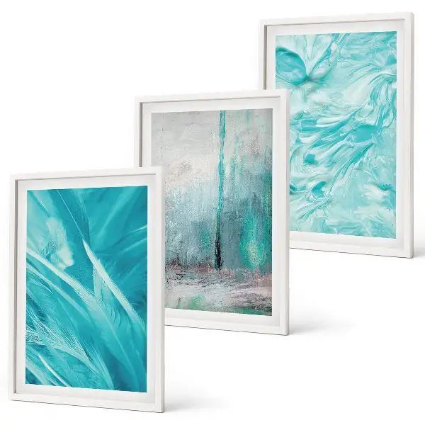 Juego de 3 cuadros con patrones abstractos en tonos azules