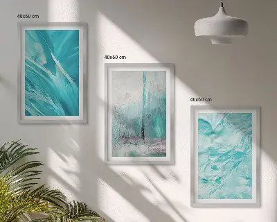 Juego de 3 cuadros con patrones abstractos en tonos azules