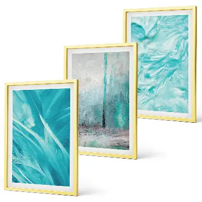 Juego de 3 cuadros con patrones abstractos en tonos azules