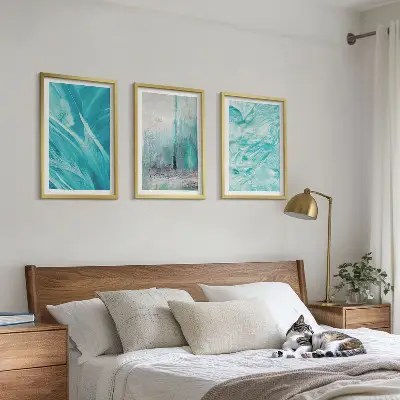 Juego de 3 cuadros con patrones abstractos en tonos azules