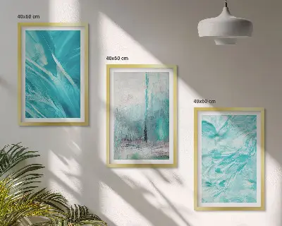Juego de 3 cuadros con patrones abstractos en tonos azules