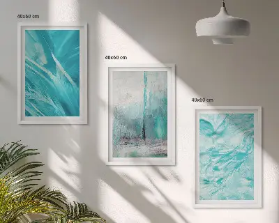 Juego de 3 cuadros con patrones abstractos en tonos azules