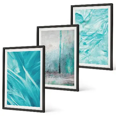 Juego de 3 cuadros con patrones abstractos en tonos azules