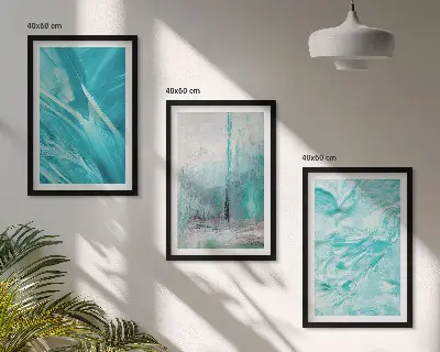 Juego de 3 cuadros con patrones abstractos en tonos azules
