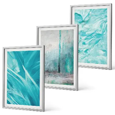 Juego de 3 cuadros con patrones abstractos en tonos azules