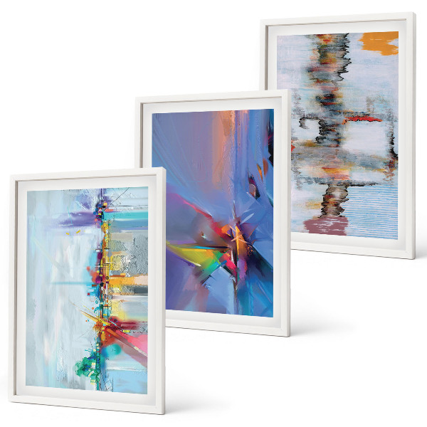 Set de 3 cuadros para salón composiciones de pintura abstracta