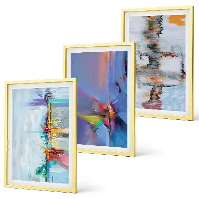 Set de 3 cuadros para salón con composiciones de pintura abstracta