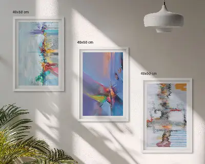 Set de 3 cuadros para salón con composiciones de pintura abstracta