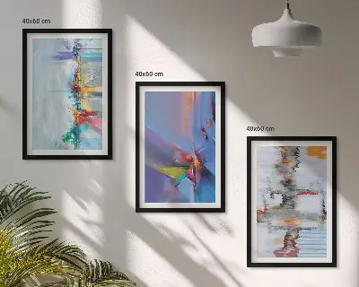 Set de 3 cuadros para salón con composiciones de pintura abstracta
