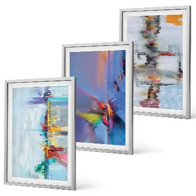 Set de 3 cuadros para salón con composiciones de pintura abstracta