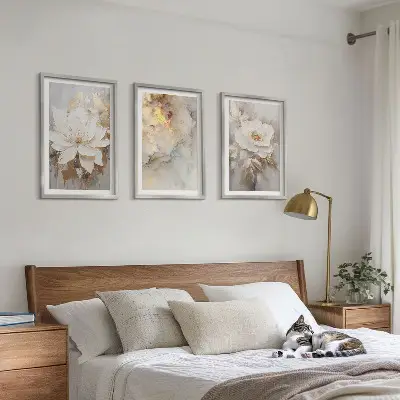 Cuadros decorativos con diseño de flores abstractas juego de 3 piezas con fondo brillante