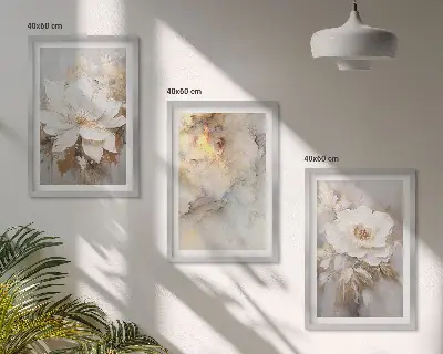 Cuadros decorativos con diseño de flores abstractas juego de 3 piezas con fondo brillante