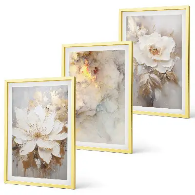 Cuadros decorativos con diseño de flores abstractas juego de 3 piezas con fondo brillante