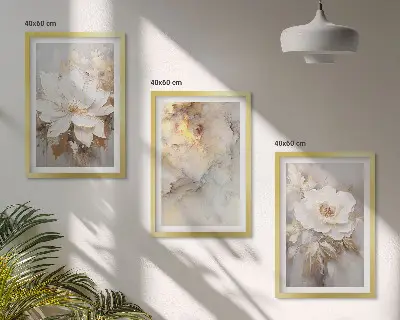 Cuadros decorativos con diseño de flores abstractas juego de 3 piezas con fondo brillante
