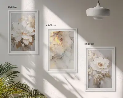 Cuadros decorativos con diseño de flores abstractas juego de 3 piezas con fondo brillante