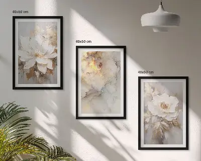 Cuadros decorativos con diseño de flores abstractas juego de 3 piezas con fondo brillante