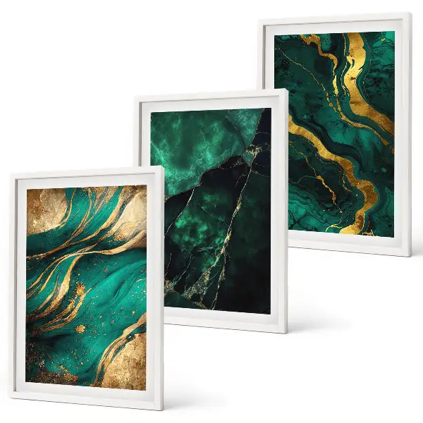 Set de 3 cuadros para salón con elegantes diseños de piedra