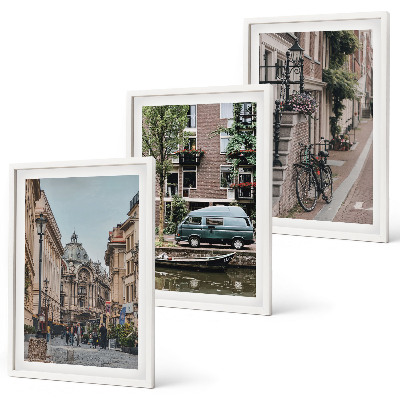 Juego de 3 cuadros Vistas de edificios de la ciudad