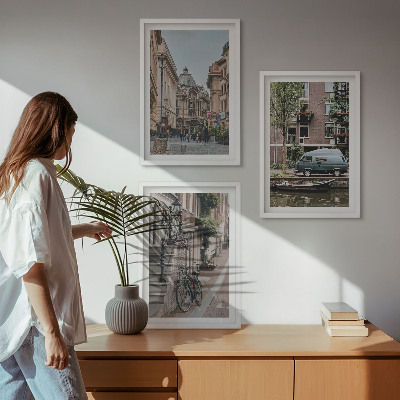 Juego de 3 cuadros Vistas de edificios de la ciudad