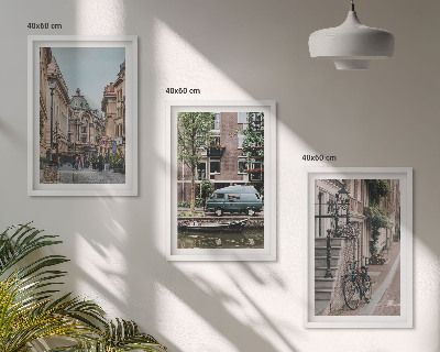 Juego de 3 cuadros Vistas de edificios de la ciudad
