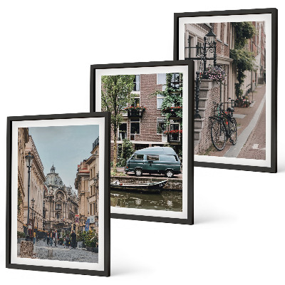 Juego de 3 cuadros Vistas de edificios de la ciudad