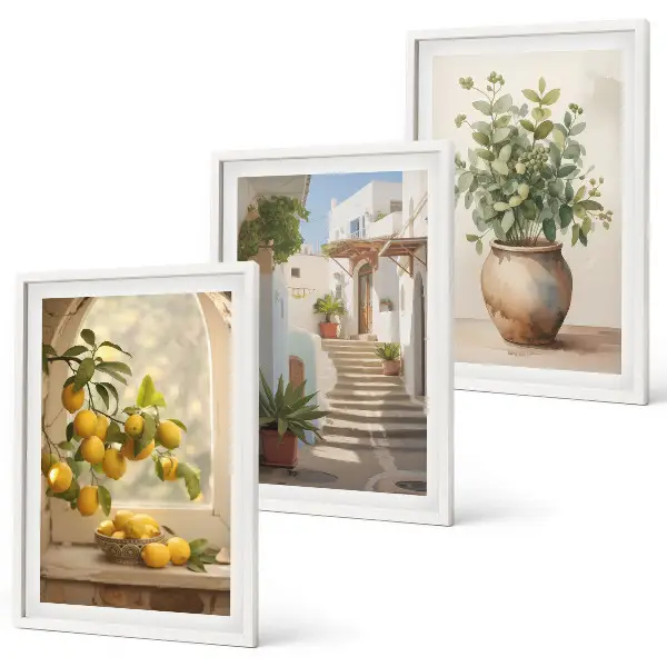 Set de 3 cuadros de Limones en un jarrón decoración para salón