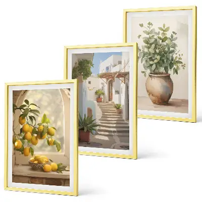 Set de 3 cuadros de Limones en un jarrón decoración para salón
