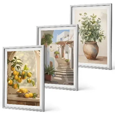 Set de 3 cuadros de Limones en un jarrón decoración para salón