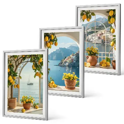 Set de 3 cuadros de limones y flores de la ciudad costera set de 3 cuadros con diseño de limones y flores de la ciudad costera