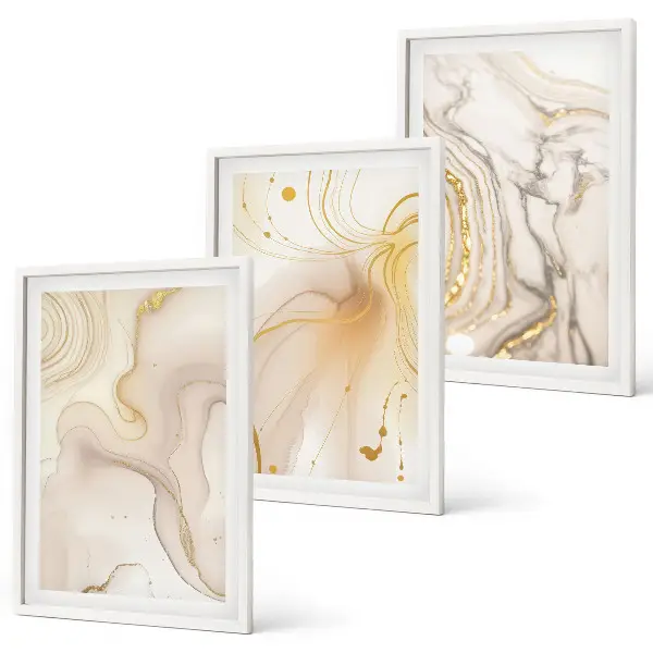 Set de 3 cuadros para salón con patrones abstractos sutiles