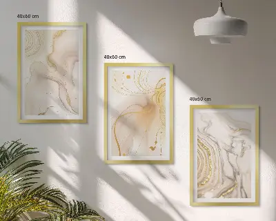 Set de 3 cuadros para salón con patrones abstractos sutiles