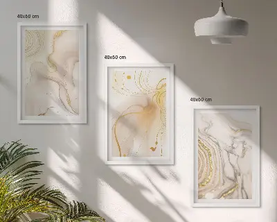 Set de 3 cuadros para salón con patrones abstractos sutiles